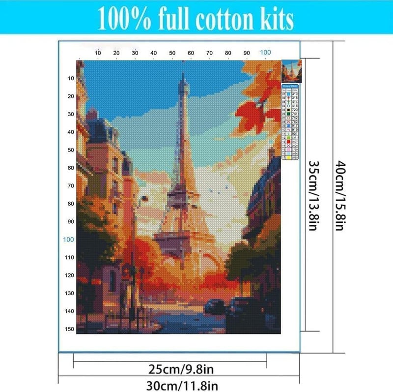 Kaixine ﻿4 Pack City Landscape Cross Stitch Kits for Adults - Embroidery Kits for Beginners Adults, Dimensions Counted Cross Stitch Kits for Arts Craft Kits12x16 inch ﻿ - Image 3